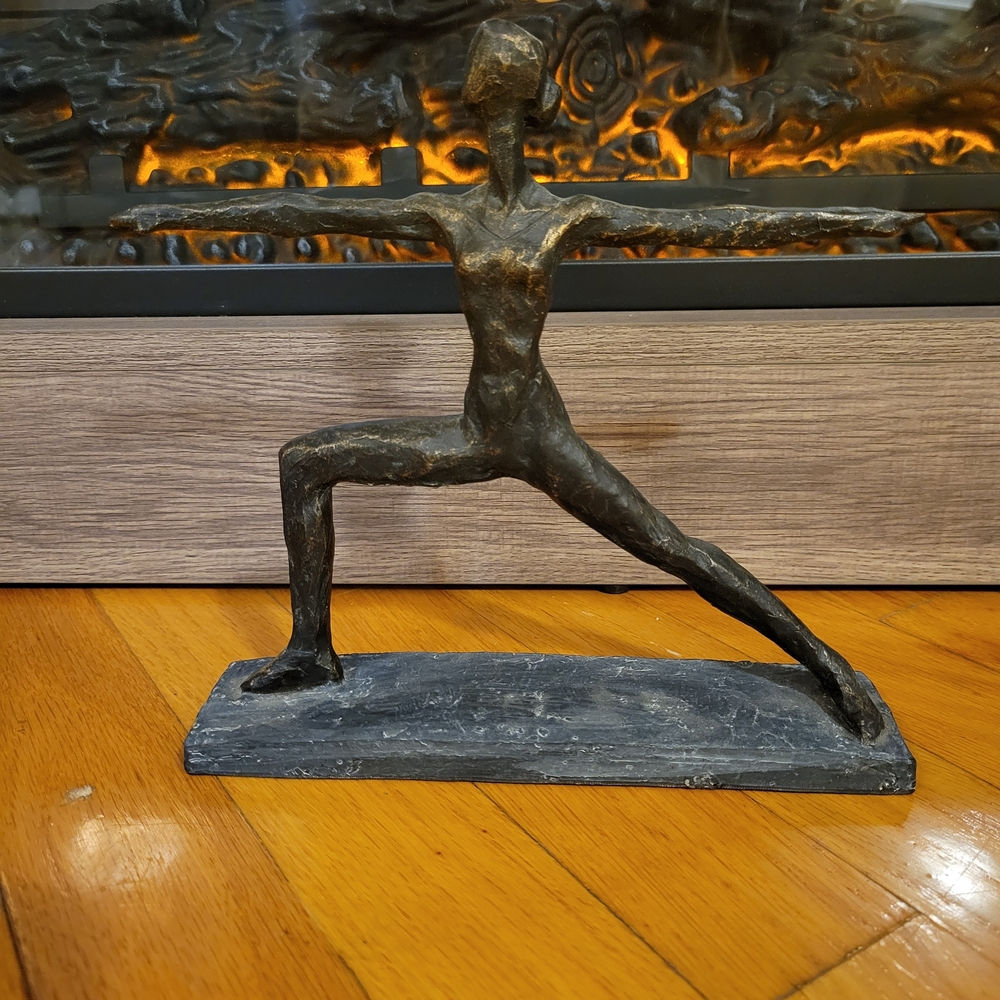 Gold Polyresin Modern Sculpture 8"  Warrior Pose Sculpture